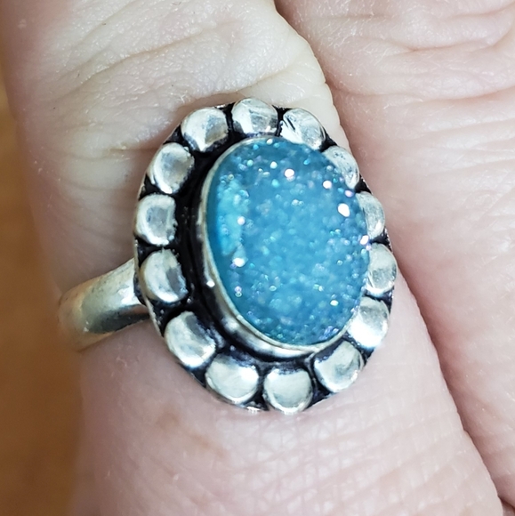 New Sugar Druzy Agate 925 Silver Ring. - Picture 8 of 8